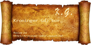 Kroninger Gábor névjegykártya